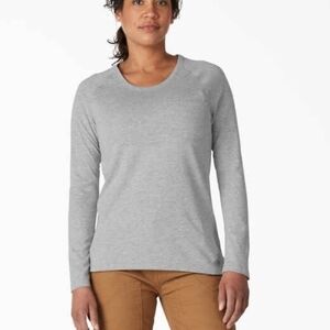 Dickies Gray Pocket T-Shirt Women's Cooling Long Sleeve, Plus Size 2XL NWT